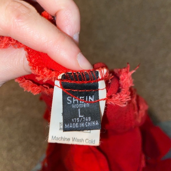 Red Oversized Distressed Crop Jacket - Picture 3 of 3